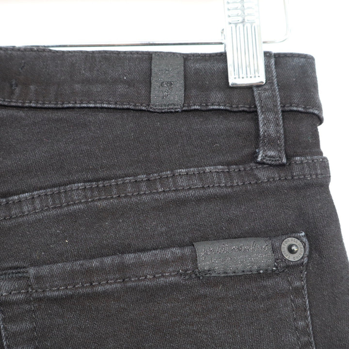 7 For All Mankind Black High Rise Flare Jeans Raw Hem Size 23