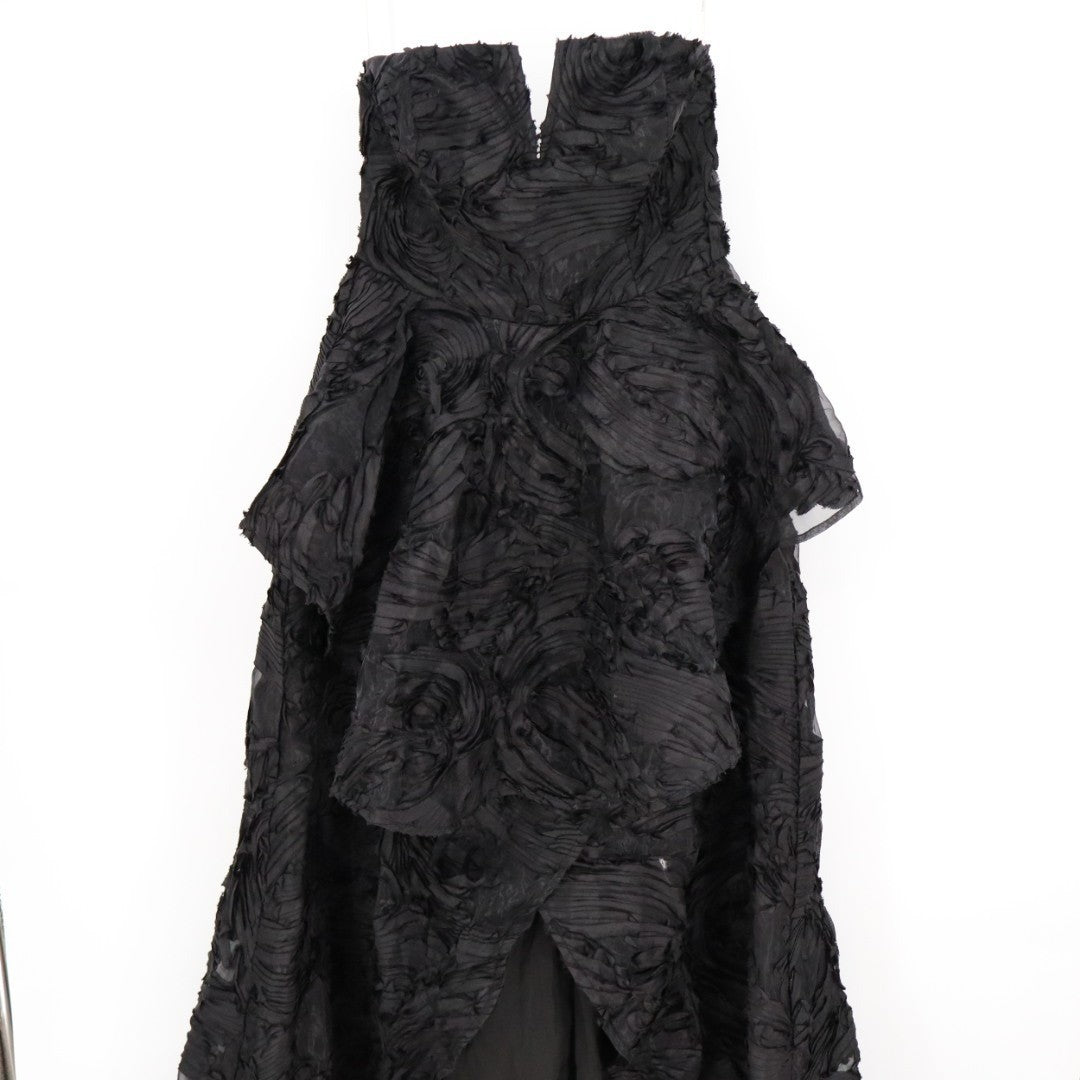Lulus Majestic Glam Maxi Dress Womens M Black Lined Strapless Textured High-Low