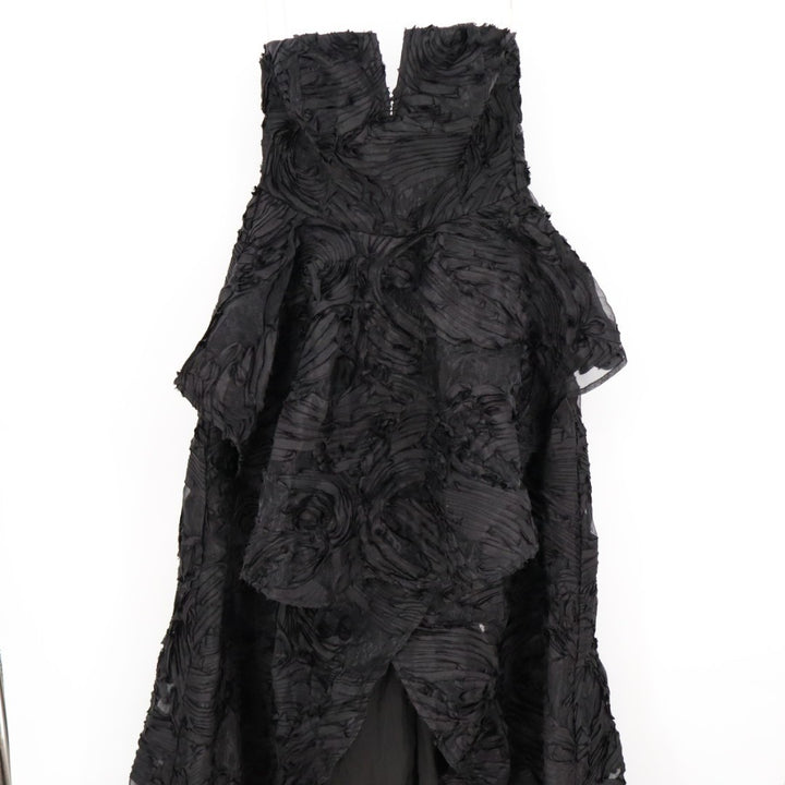 Lulus Majestic Glam Maxi Dress Womens M Black Lined Strapless Textured High-Low