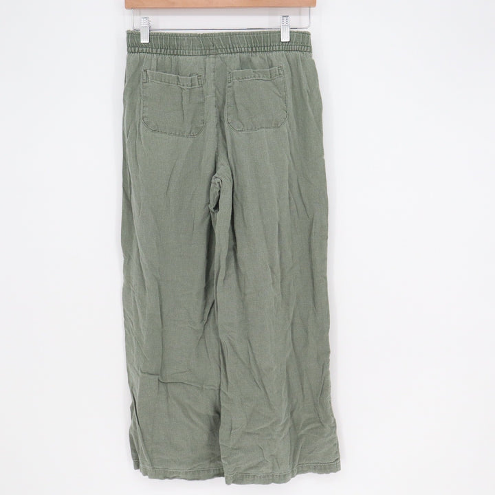 Old Navy Womens XS Olive Green Linen Blend High Rise Wide Leg Cropped Pants