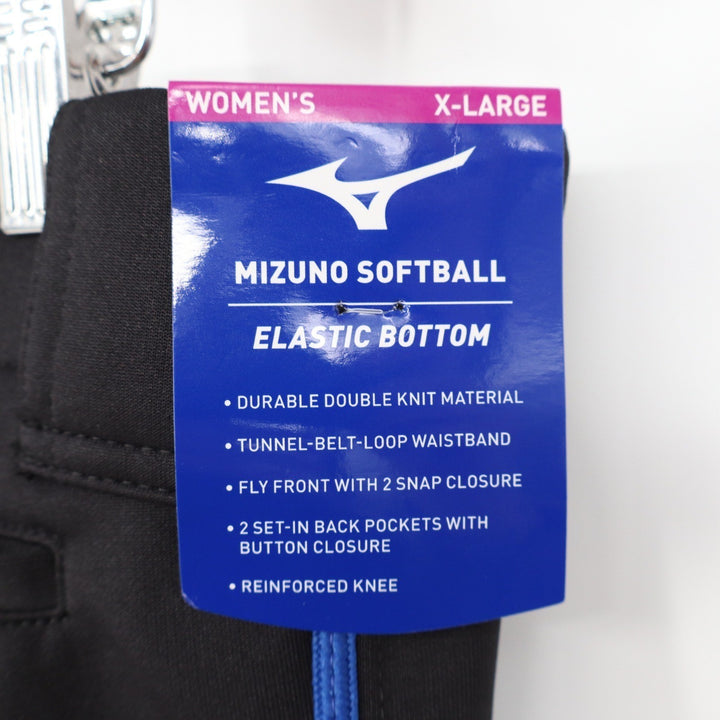 Mizuno Women XL Black Royal Blue Stripe Elastic Bottom Softball Pants