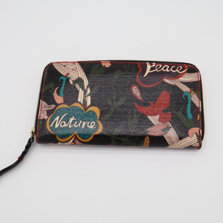 Sakroots Artist Circle Slim Womens Wallet Multi Floral Birds Happy Nature Peace