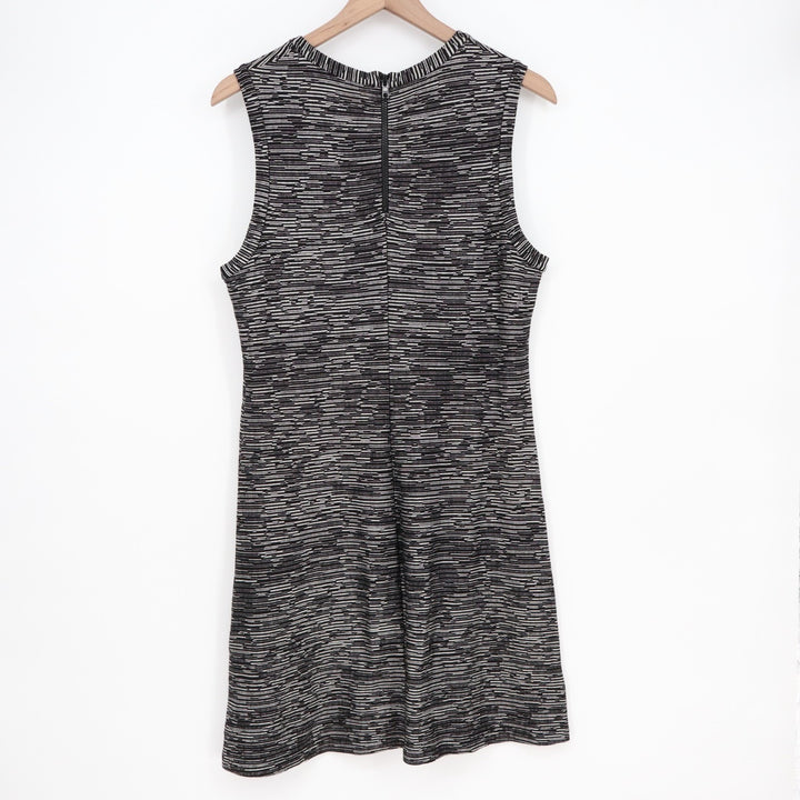 Theory Midi Dress Sheath Dress Womens 12 Heather Gray Stretch Crew Neck Back Zip