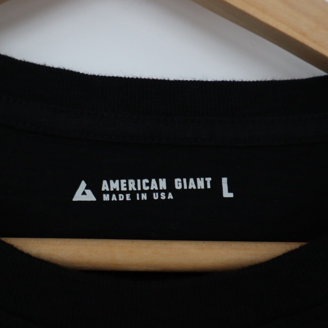 American Giant Mens Black Crew Neck Short Sleeve T Shirt Size L Made in USA