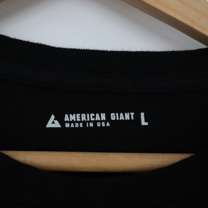 American Giant Mens Black Crew Neck Short Sleeve T Shirt Size L Made in USA