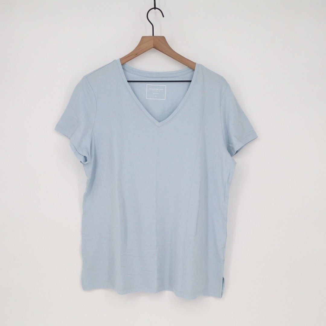 Charter Club Intimates Pajama Top Womens Large Blue Cotton Stretch Sleepwear