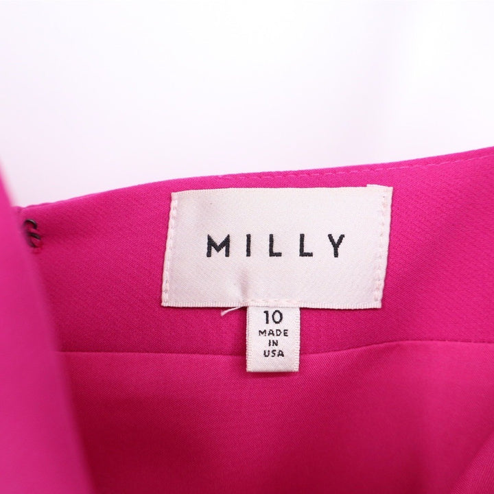 Milly Hot Pink V Neck Fit Flare Dress Size 10 Spaghetti Straps