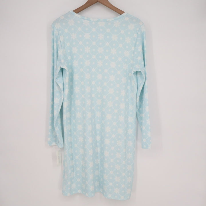 Charter Club Intimates Nightgown Womens Large Blue Snowflake Round Neck Pullover