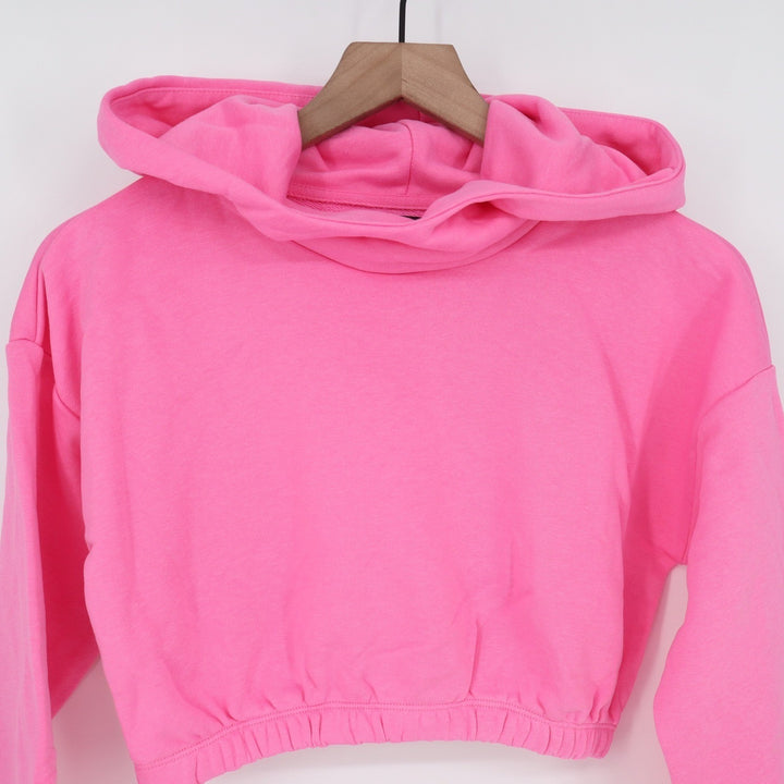 Naked Wardrobe Womens XS Neon Pink Cropped Hoodie Sweatshirt