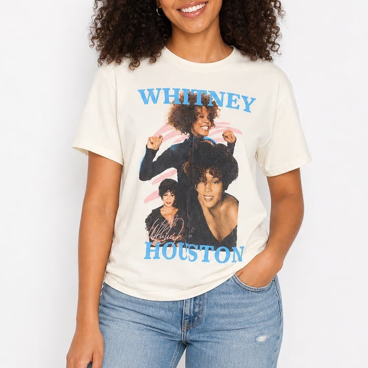 Whitney Houston Graphic T-Shirt Cream Medium Official Merch 2021 Pop Music Tee