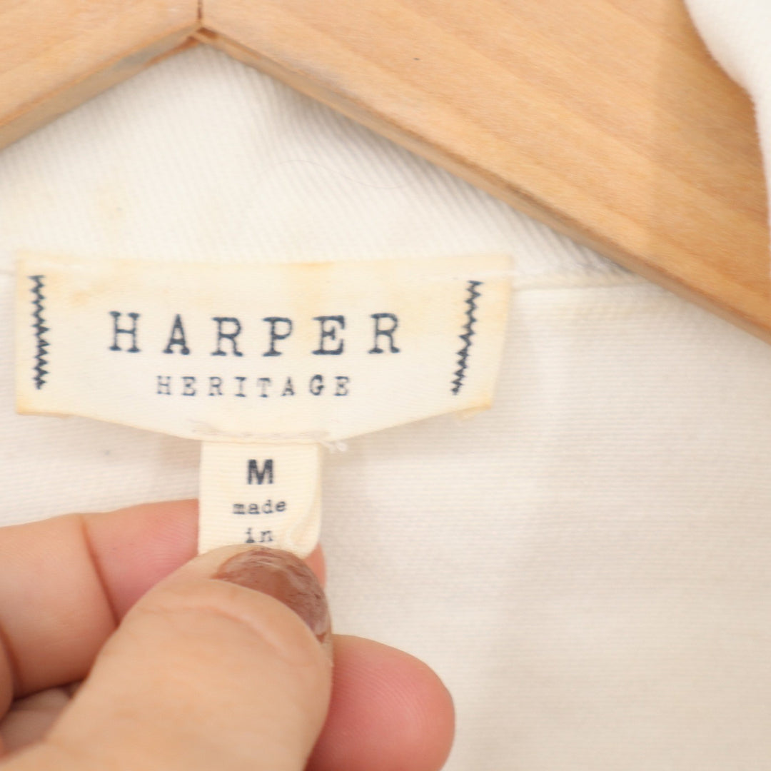 Harper Heritage Francescas White Cropped Denim Jacket Raw Hem M