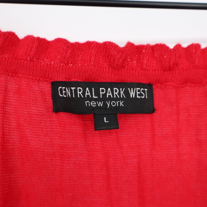 Central Park West Red Linen Viscose Tank Tassels Pom Pom Embellished Size L