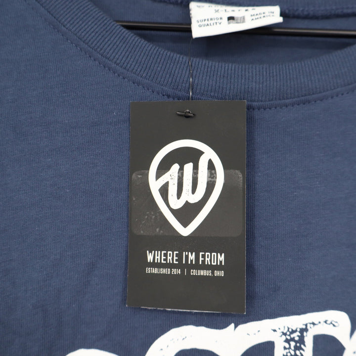Where Im From Boston USA Graphic T-Shirt Women's XL Navy Blue Cotton Boxy Fit