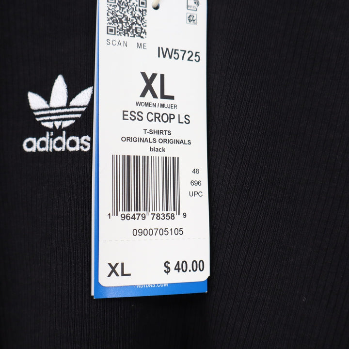 Adidas Originals Womens ESS CROP LS Ribbed Long Sleeve Crop Top Black XL