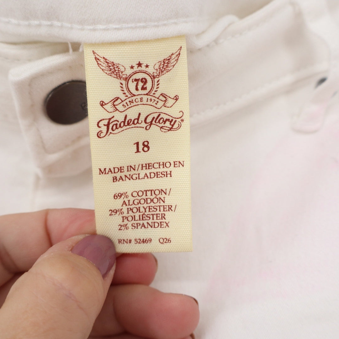 Faded Glory Womens Plus Size 18 White Straight Leg Denim Jeans Stretch
