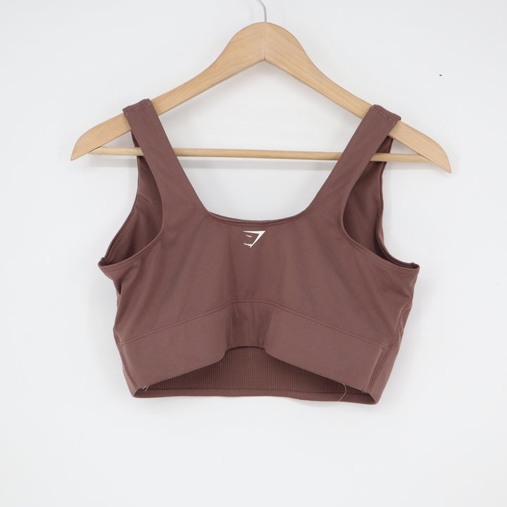 Gymshark B4A9L Womens Brown Mauve Scoop Neck Open Back Sports Bra Crop Top L
