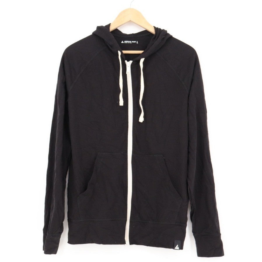 American Giant Black Full Zip Hoodie Lightweight Casual Athleisure Size L