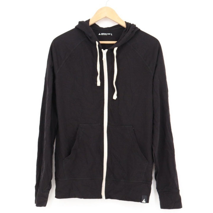 American Giant Black Full Zip Hoodie Lightweight Casual Athleisure Size L