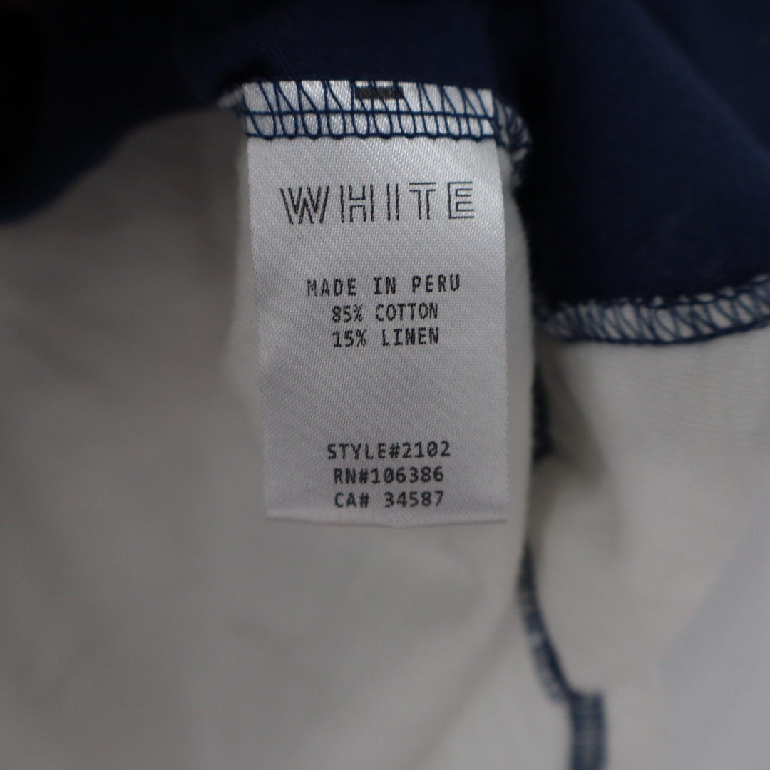 White + Warren Navy Blue White Colorblock Racerback Tank Top Cotton Linen Size M