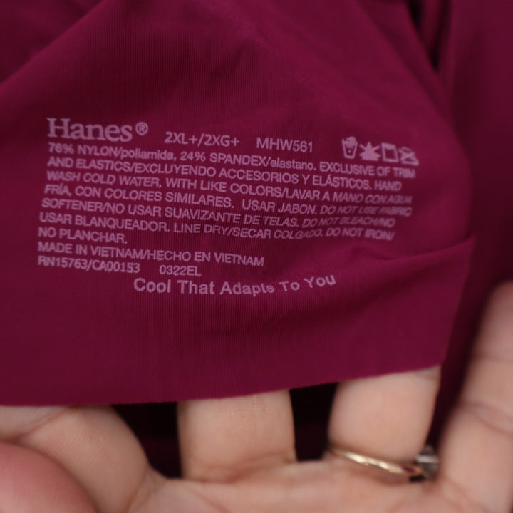 Hanes Ultimate Cool Comfort Wirefree Bralette Berry Magenta 2XL