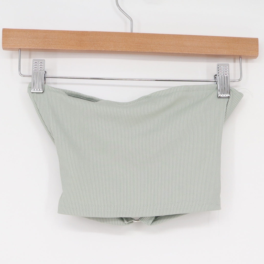 Boture Sage Green Ribbed O-Ring Cutout Tube Top XS
