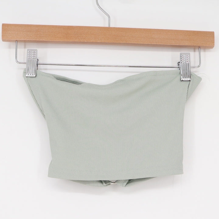 Boture Sage Green Ribbed O-Ring Cutout Tube Top XS