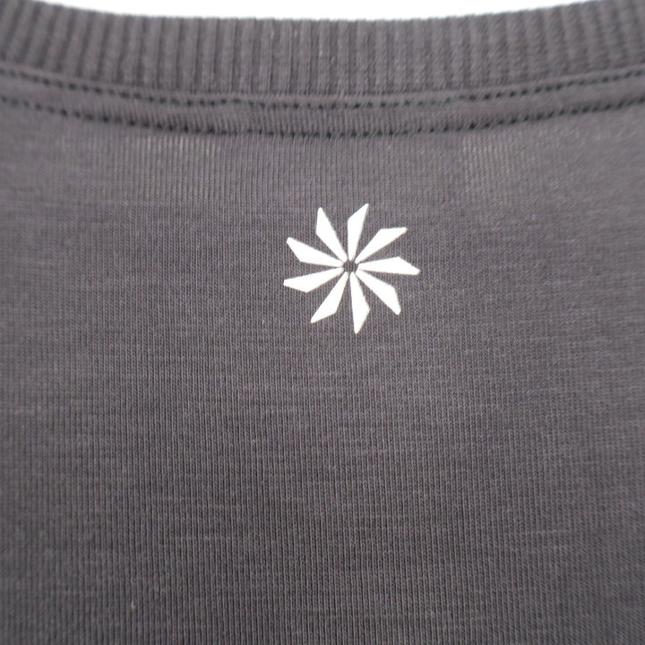 Athleta T-Shirt Women Medium Black Nylon Ruched Raglan Short Sleeve Crew Neck