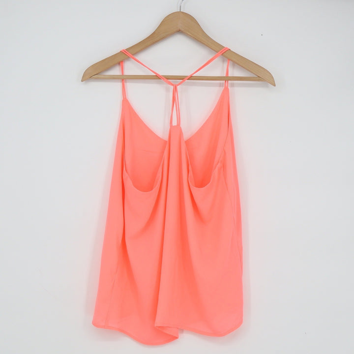 Now Neon Pink Cami Top Size 12 V-Neck T-Back Spaghetti Strap Flowy Tank