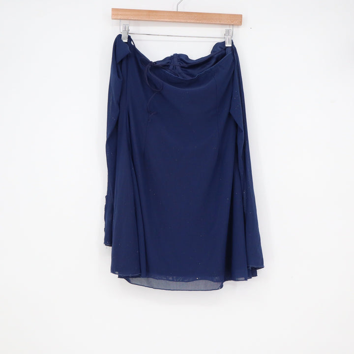 Navy Blue Glitter Mesh Bustier Mini Dress Strapless Underwire Large