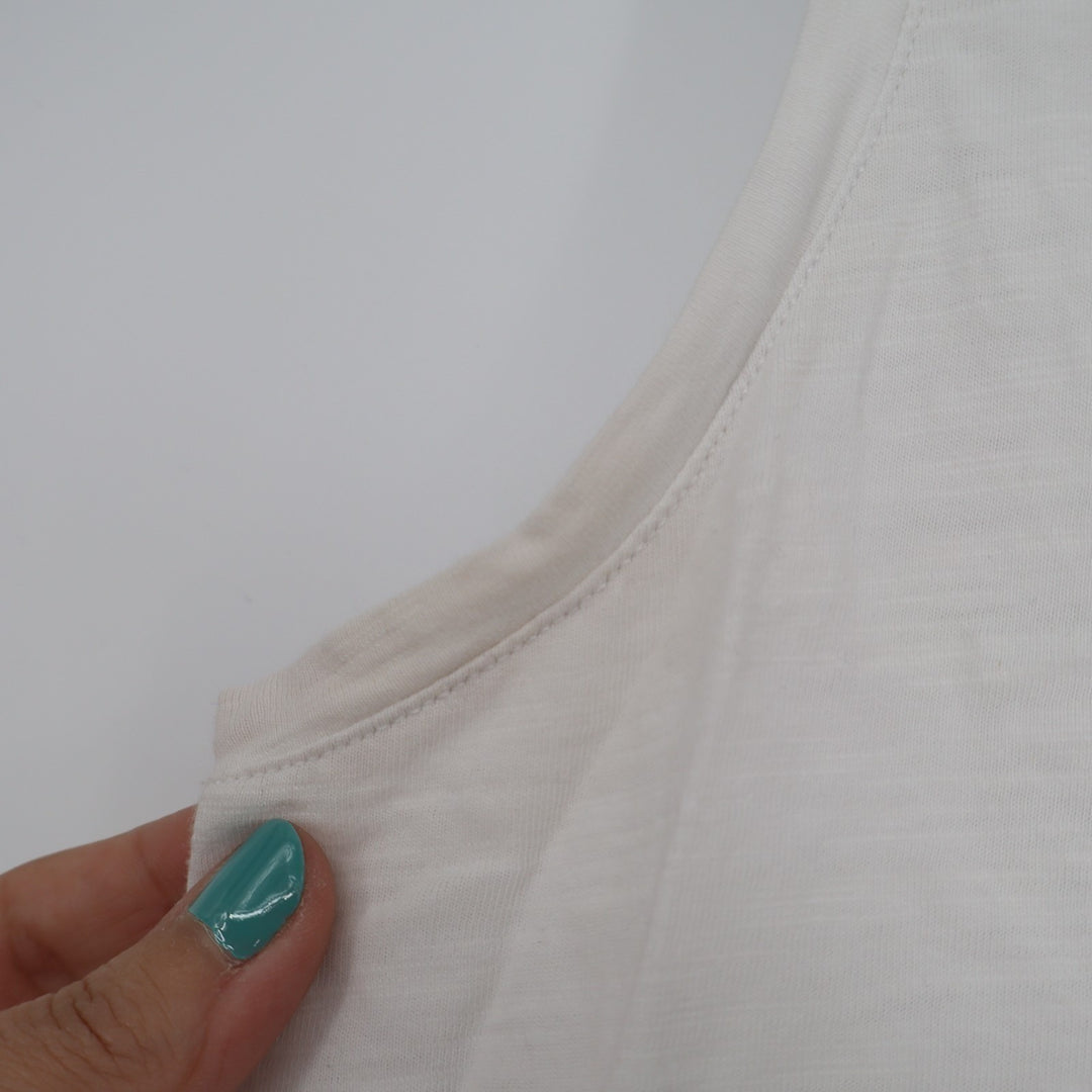 Boden Tank Top Womens Medium White Wide Strap V-Neck Yoga Running Activewear