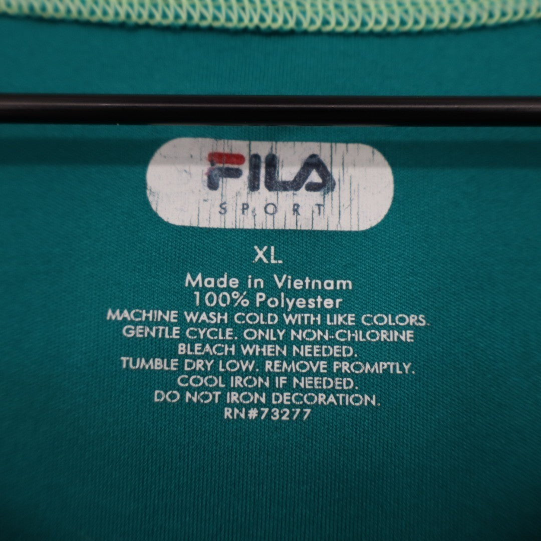 Fila Sport T Shirt Women XL Green Stretch Crew Neck Raglan Short Sleeve Pullover