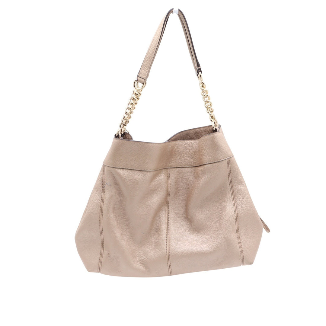 Coach Lexy Shoulder Bag Metallic Taupe Pebbled Leather Gold Hardware