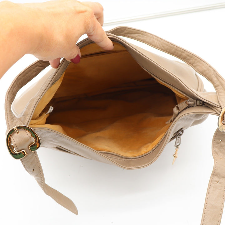 Brio Shoulder Bag Womens OS Hobo Tan Leather Gold Hardware Good