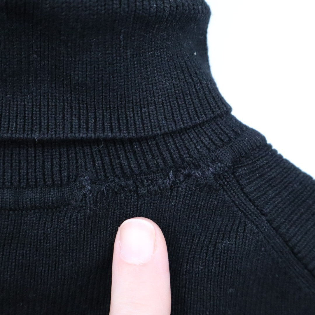 Zara Crop Sweater Womens Small Black Knitted Turtleneck Long Sleeve Pullover