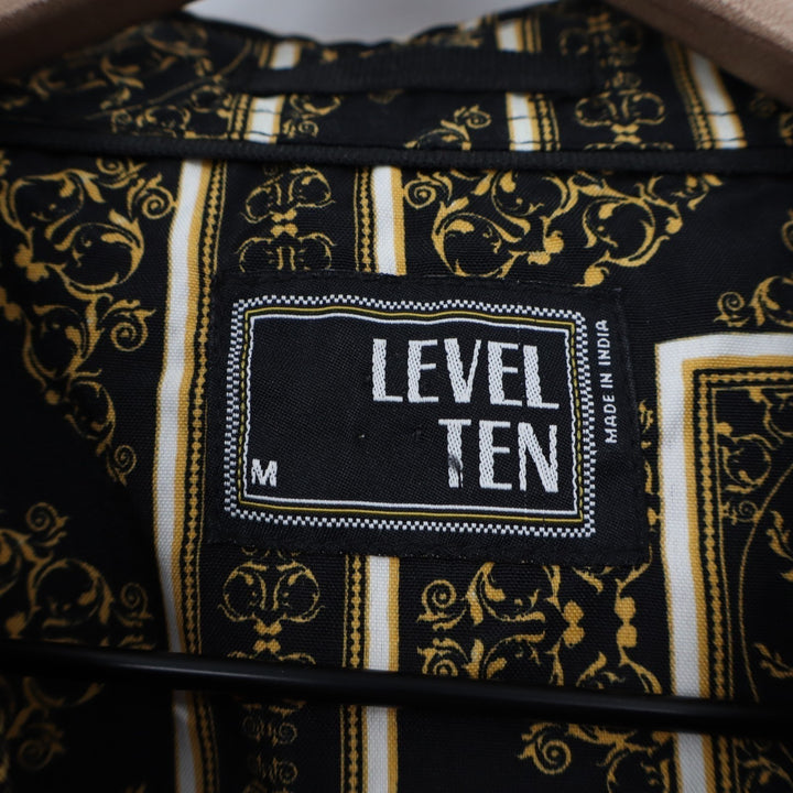 Level Ten Shirt Mens M Black Gold Patterned Long Sleeve Spread Collar Button Up