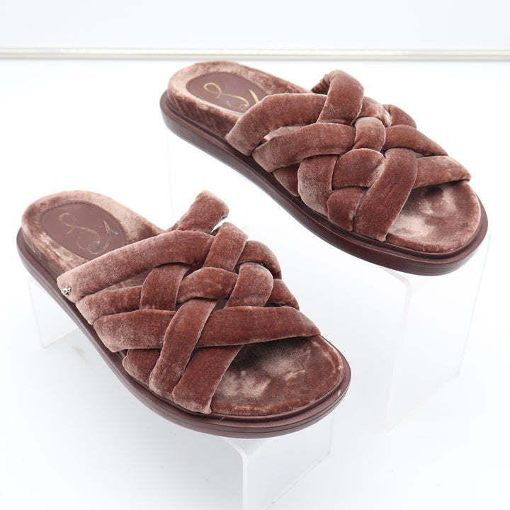 Sam Edelman Vaughn 2 Mauve Velvet Braided Slide Sandals Womens 6.5M Pink Woven