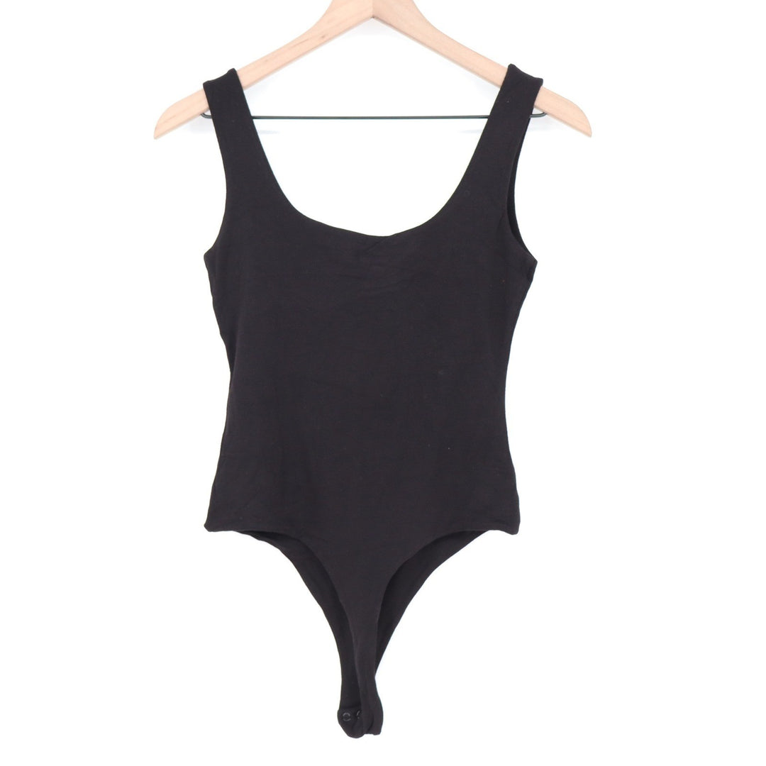 Naked Wardrobe Black Scoop Neck Thong Bodysuit Medium Sleeveless