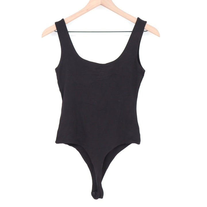 Naked Wardrobe Black Scoop Neck Thong Bodysuit Medium Sleeveless