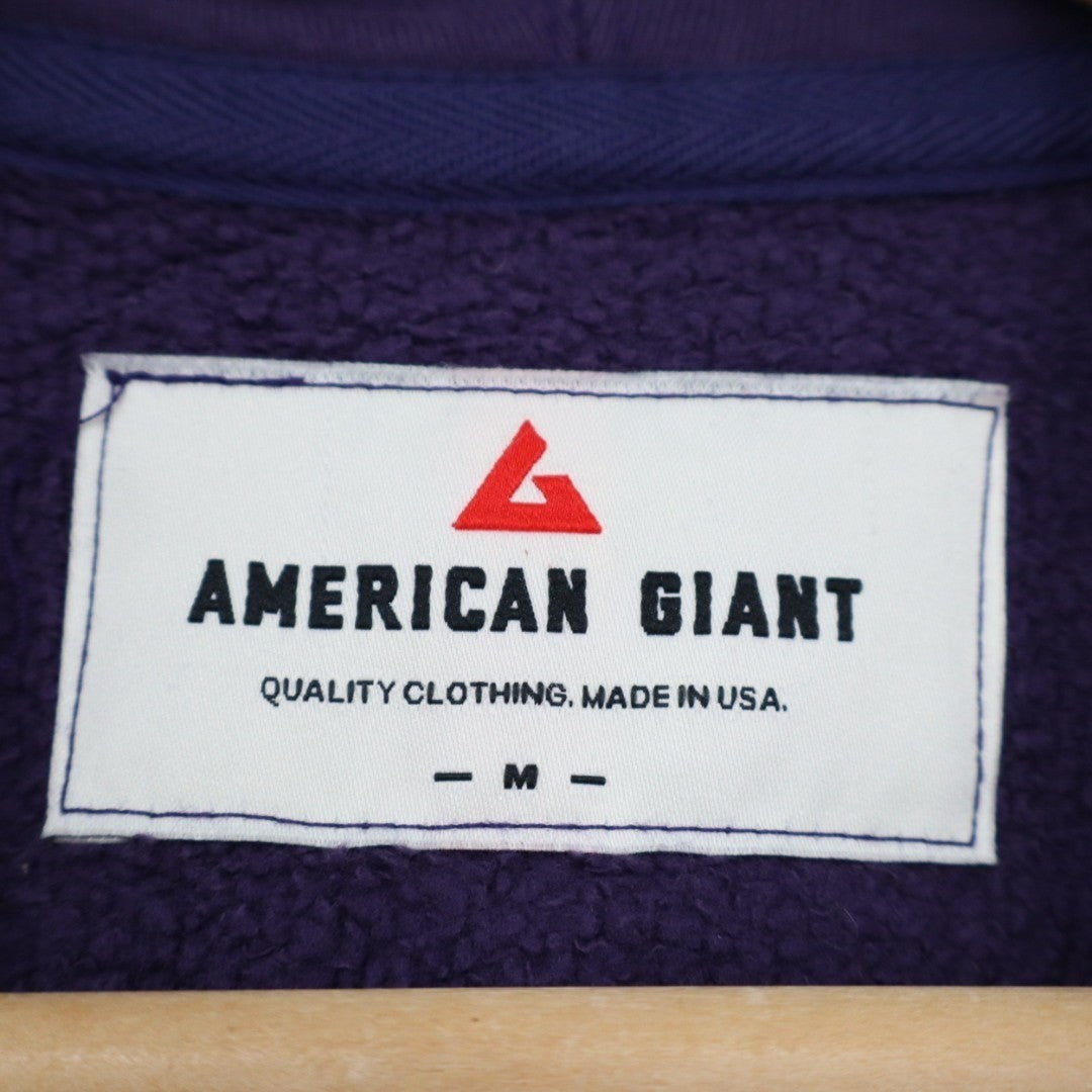 American Giant Hoodie Women Medium Purple Fleece Lined Kangaroo Pocket Full Zip