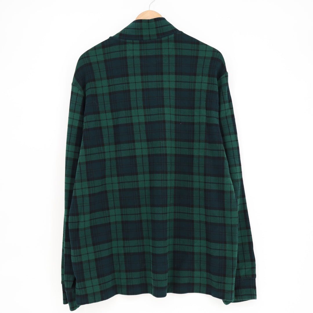 Polo Ralph Lauren Mens Green Black Watch Plaid Quarter Zip Cotton Pullover L NEW