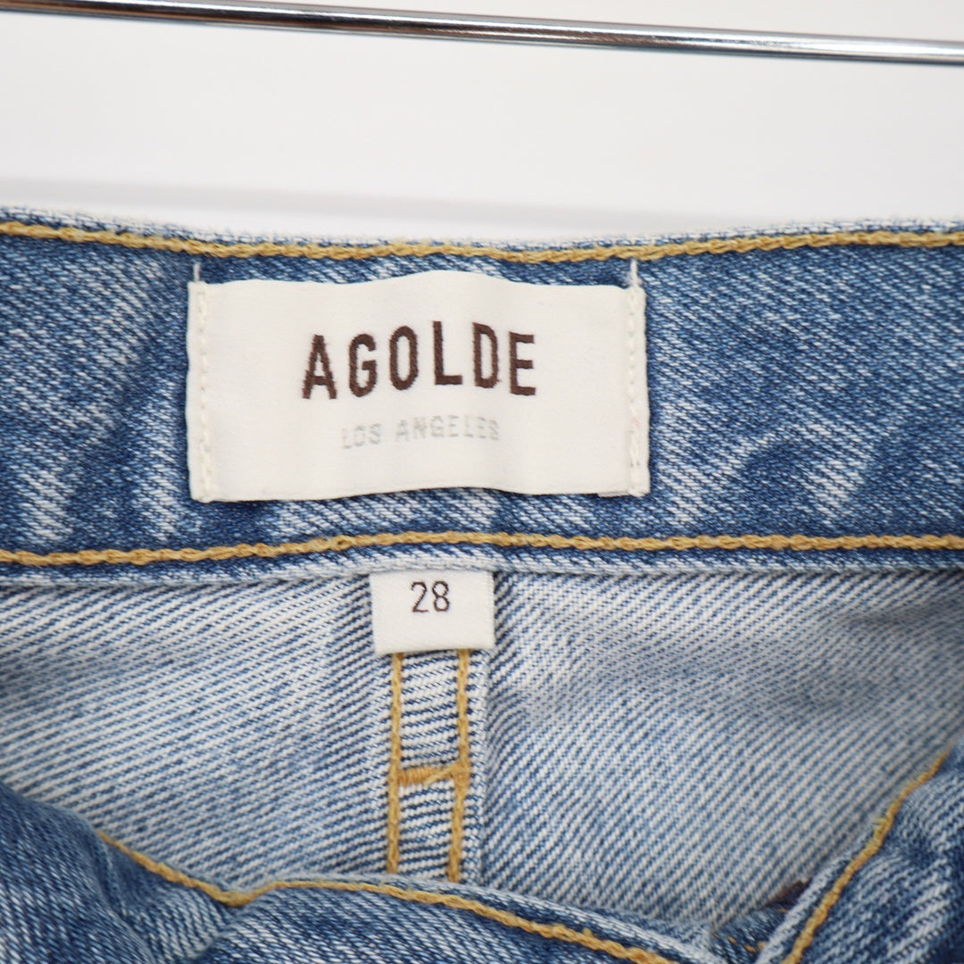 AGOLDE Jeans Womens 28 90's Jean Mid Rise Loose Straight Threadbare Blue NEW