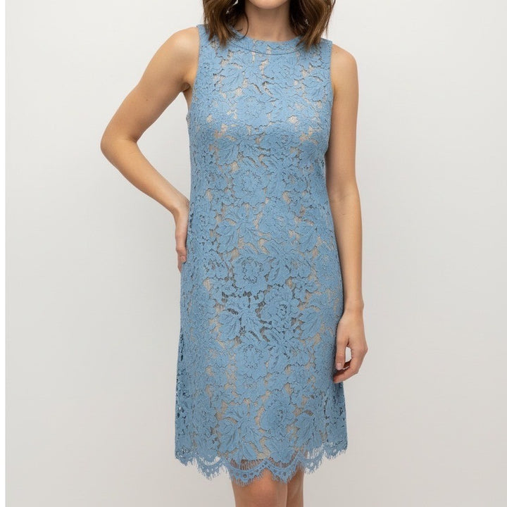 Vince Camuto Lace Halter Neck Dress Light Blue A Line Size 2