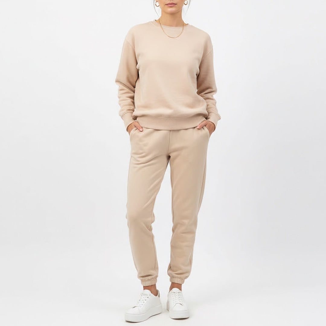 Naked Wardrobe Tan Beige Oversized Sweatshirt and Joggers Lounge Set XS