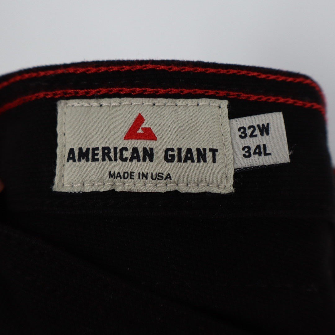 American Giant Roughneck Stretch Canvas Mens Black Jeans 32X 34