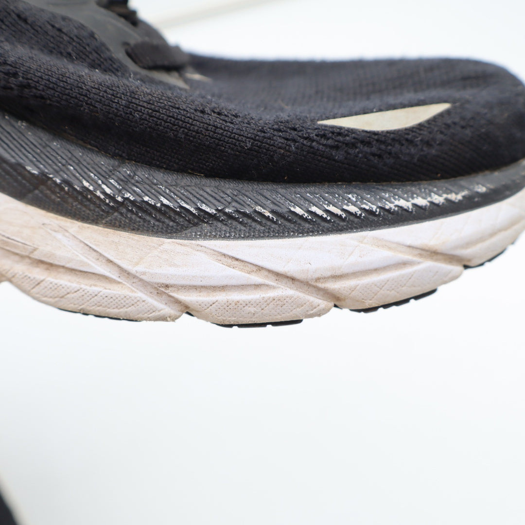 Hoka Running Shoes Mens 10 Clifton 8 Black White Cushioned Athletic Good