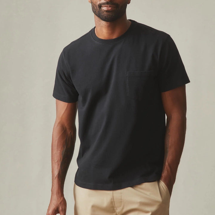 American Giant Mens Black Pocket T Shirt Size M Made in USA Cotton Crew Neck