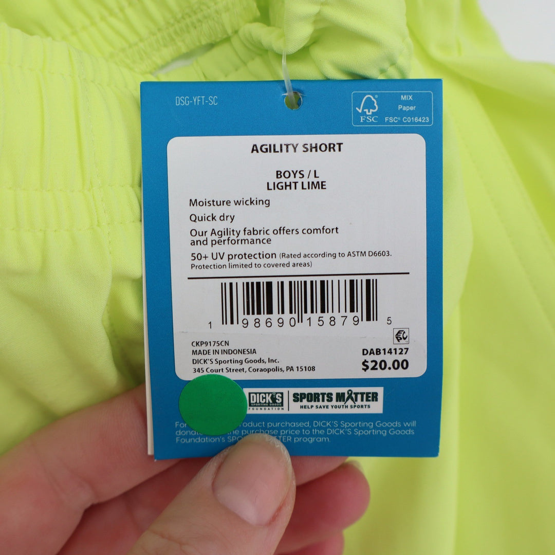 DSG Boys Agility Shorts Light Lime Neon Yellow Athletic Size L 14-16