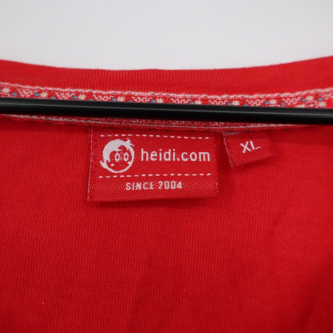 Heidi com Red Swiss Flag V Neck T Shirt XL Cotton Modal Made in Turkey