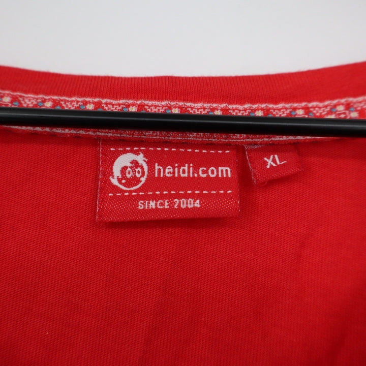 Heidi com Red Swiss Flag V Neck T Shirt XL Cotton Modal Made in Turkey