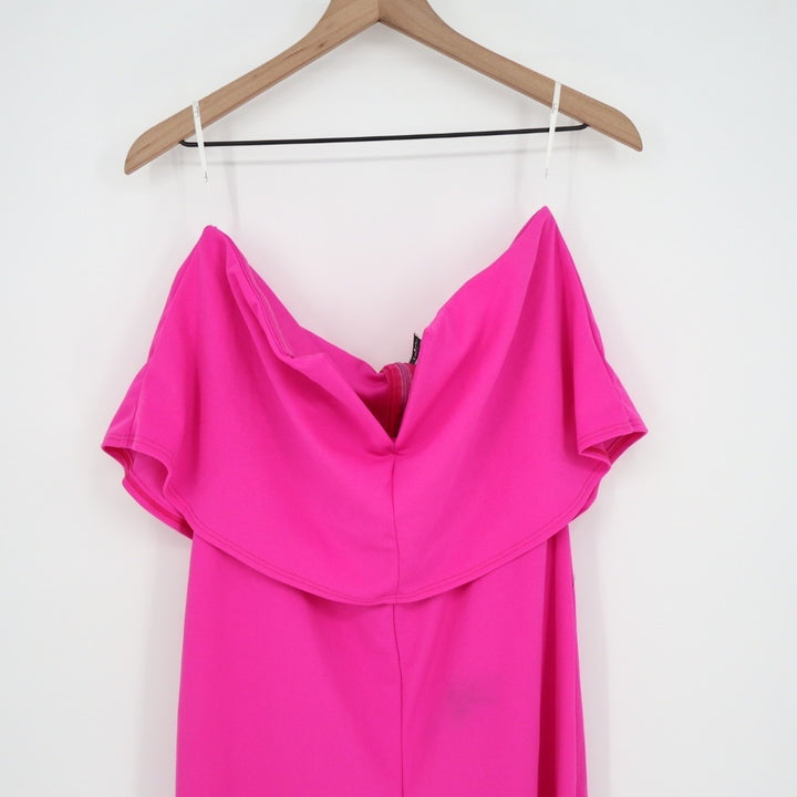 Lulus Power Of Love Jumpsuit Womens XL Magenta Stretch Crepe Knit Strapless